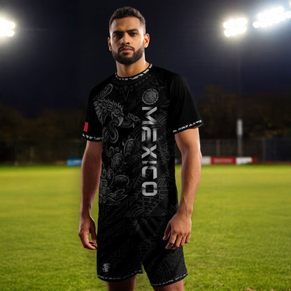 Mexico Black Grey Feathered Serpent Heritage Mens Football Soccer Jersey