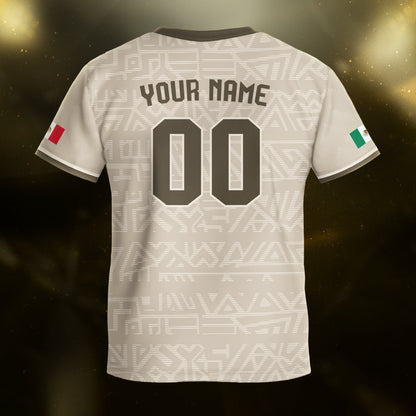 Custom Mexico Kids Soccer Jersey Beige Aztec Eagle & Serpent Heritage Design