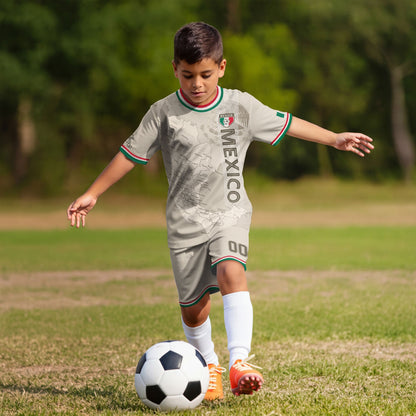Custom Mexico Kids Soccer Jersey Beige Heritage Map Design