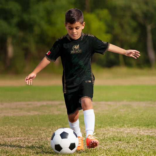 Mexico Emerald Dark Green Aztec Warrior Spirit Kids Soccer Jersey