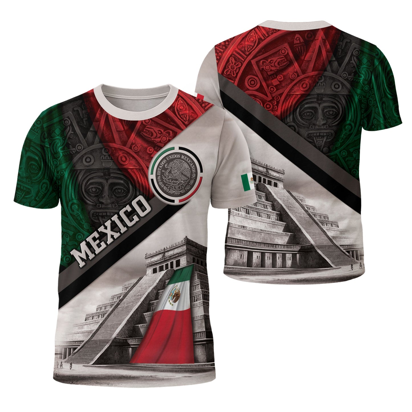 Mexico Flag Pyramid Aztec Heritage Pride Warrior Spirit Legacy Shirt