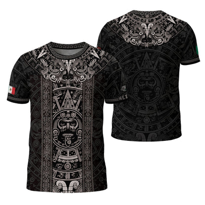 Mexico Heritage Shirt 3-Pack Bundle – Aztec Sun Stone Black Pattern + Aztec Pyramid Warrior Spirit + Guadalupe Floral Flag National Pride