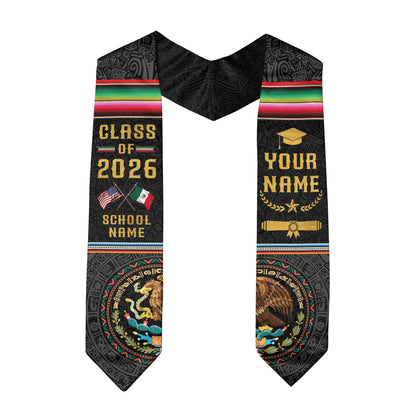 Mexico Graduation Sash 2026, Mexican American Flag Stole, Mexican Stole Customized