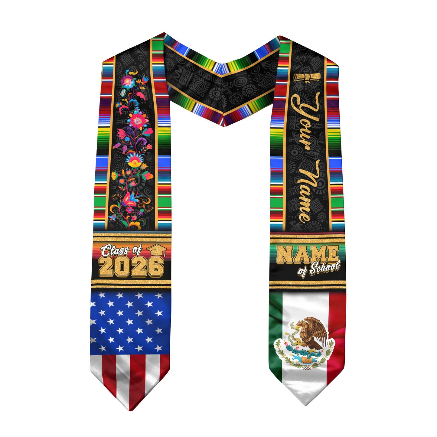 Custom Mexican Stole 2026, Mexico Graduation Sash, Personalized Graduate Gift