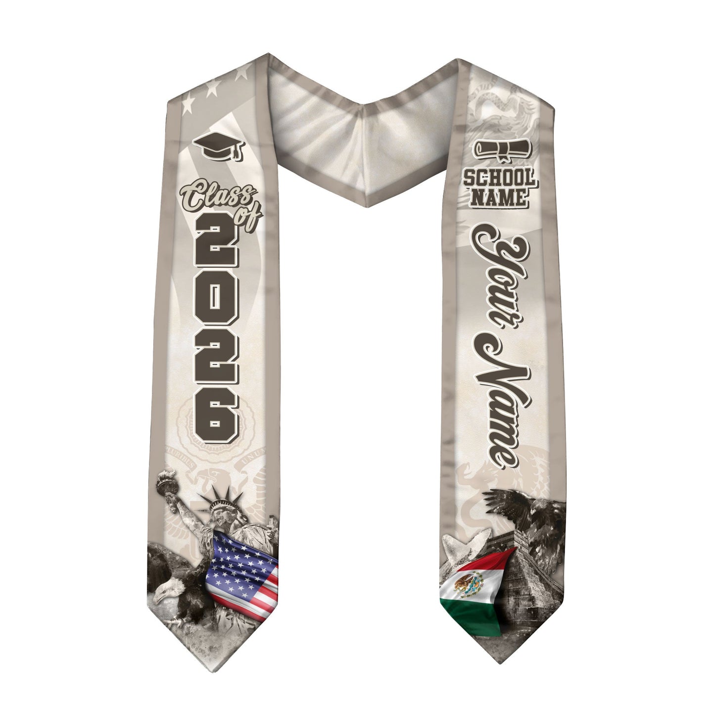 Custom Mexico Graduation Stole, Mexican Sash, Personalized Graduate Class of 2026