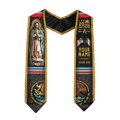Custom Mexican Graduation Sash 2026, Personalized Mexico Stole for Graduate. Unique Mexican Graduation Stole for Graduation Ceremony