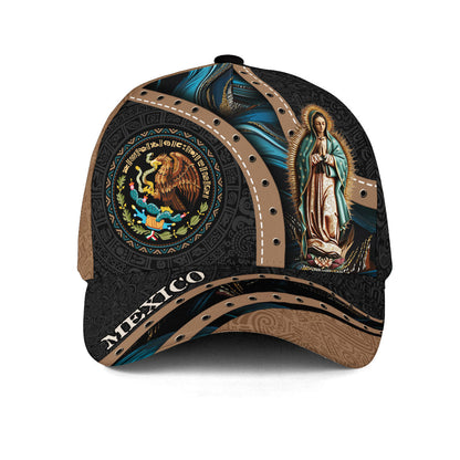 Custom Mexico Heritage Pride Hat 2-Pack Bundle – USA Flag Eagle Roots Unity + Guadalupe Virgin Mary Eagle Aztec Faith