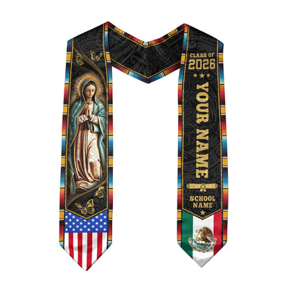 Mexican Aztec Graduate Sash 2026, Custom Mexico Graduation Stole Premium Finish