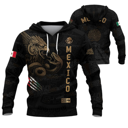 Mexican Gold Eagle Snake National Seal Heritage Mens Sudadera De Mexico Hoodie