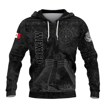 Mexican Aztec Pyramid Ancient Calendar Heritage Mens Sudadera De Mexico Hoodie