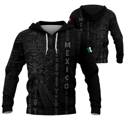 Mexican Aztec Calendar Pyramid Tribal Mens Sudadera De Mexico Heritage Hoodie
