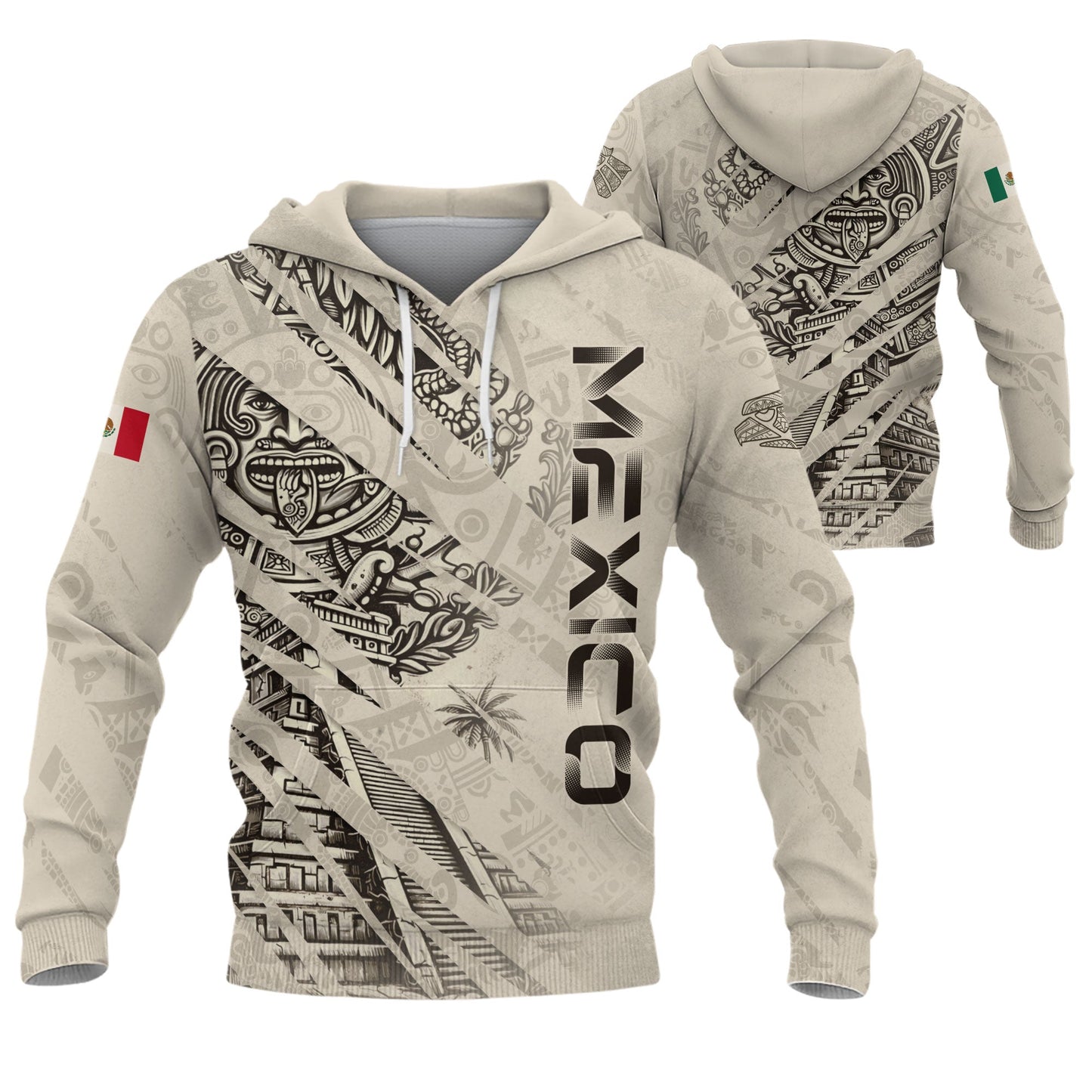 Mexican Aztec Warrior Pyramid Heritage Mens Sudadera De Mexico Logo Hoodie