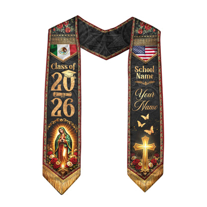 Mexican Graduation Stole 2026 Custom Mexican Graduation Sash, Mexican Flag Graduation