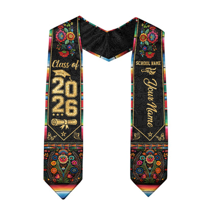 Mexican Graduation Stole Custom 2026 Mexican Graduation Sash, Mexican Stoles for Graduation