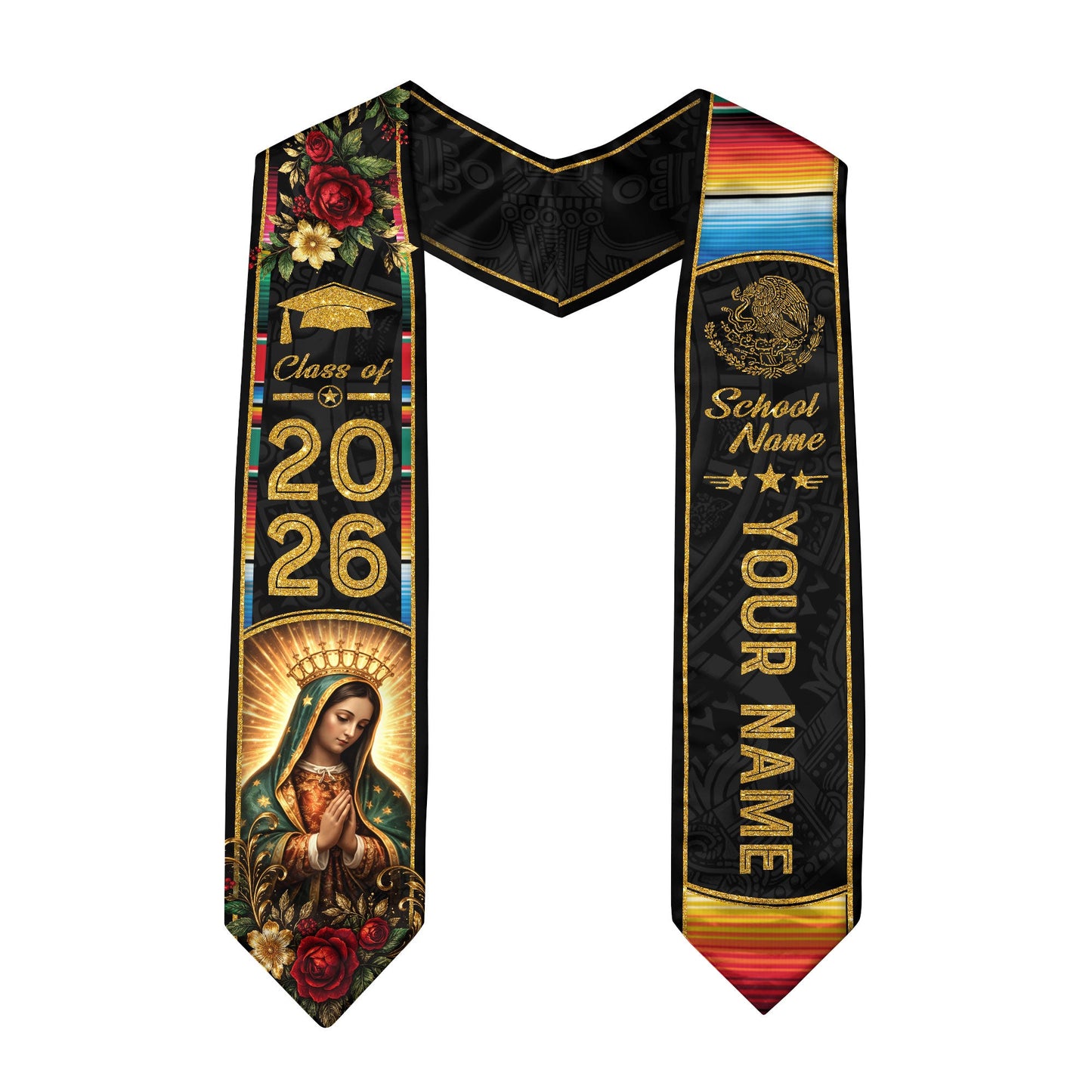 Custom Mexican Graduation Stole 2026 Personalized Mexico Graduation Sash Stoles for Graduation
