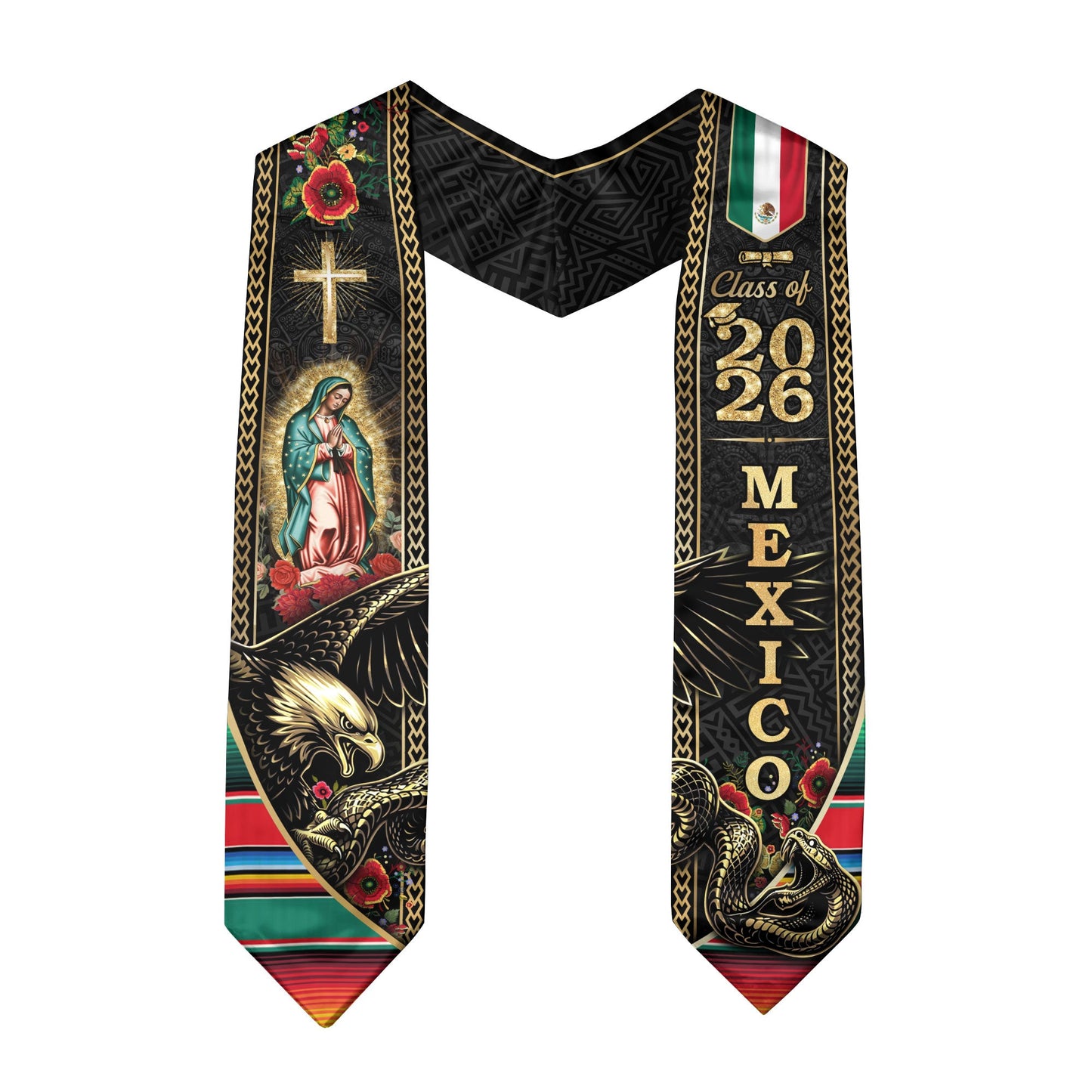 Class of 2026 Graduation Stole Mexico Eagle Guadalupe Hispanic Sash Cultural Gift