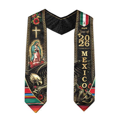 Class of 2026 Graduation Stole Mexico Eagle Guadalupe Hispanic Sash Cultural Gift