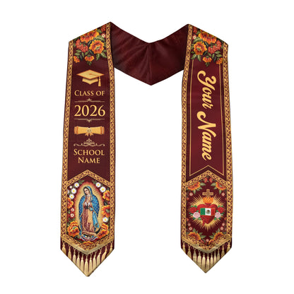 Custom Mexico Graduation Stole 2026 Personalized Name Sacred Heart Heritage Sash