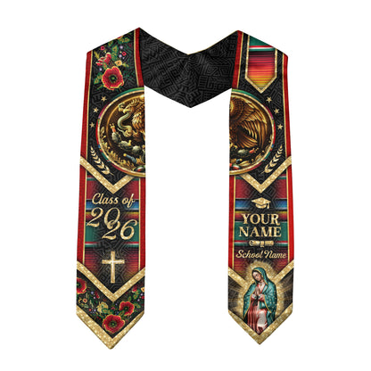 Custom Mexico Graduation Stole 2026 – Guadalupe Eagle Serape Sash Gift