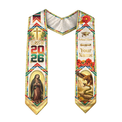 Mexico Graduation Stole Custom 2026 Guadalupe Eagle Cross Serape Sash Gift