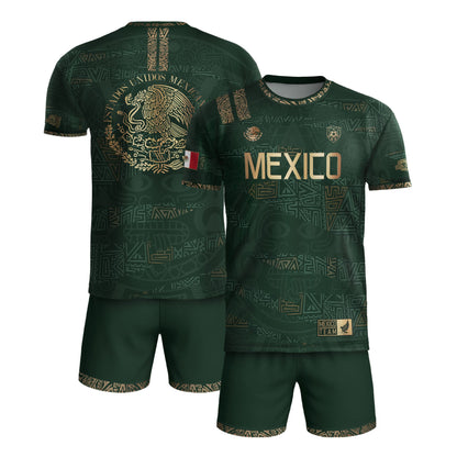 Mexico Green Gold Aztec Heritage Soccer Jersey Bundle