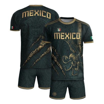 Test - Mexico Soccer Jersey Dark Green Aztec Eagle and Warrior Claw Design (Copy)