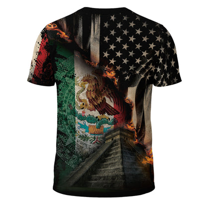 Mexico USA Flag Pyramid Heritage Pride Warrior Spirit Shirt