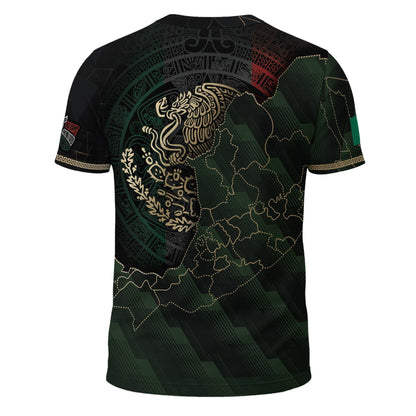 Mexico Black Gold Eagle Aztec Map Heritage Pride Warrior Shirt