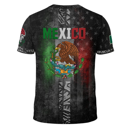 Mexico Flag Eagle Serpent Aztec Pyramid Heritage Pride Grunge Warrior Shirt