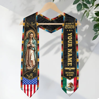 Mexican Aztec Graduate Sash 2026, Custom Mexico Graduation Stole Premium Finish