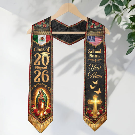 Mexican Graduation Stole 2026 Custom Mexican Graduation Sash, Mexican Flag Graduation