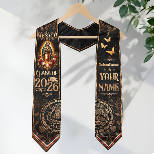 Mexican Graduation Stole 2026 Custom Mexican Graduation Sash, Mexican Flag Sash Mexico