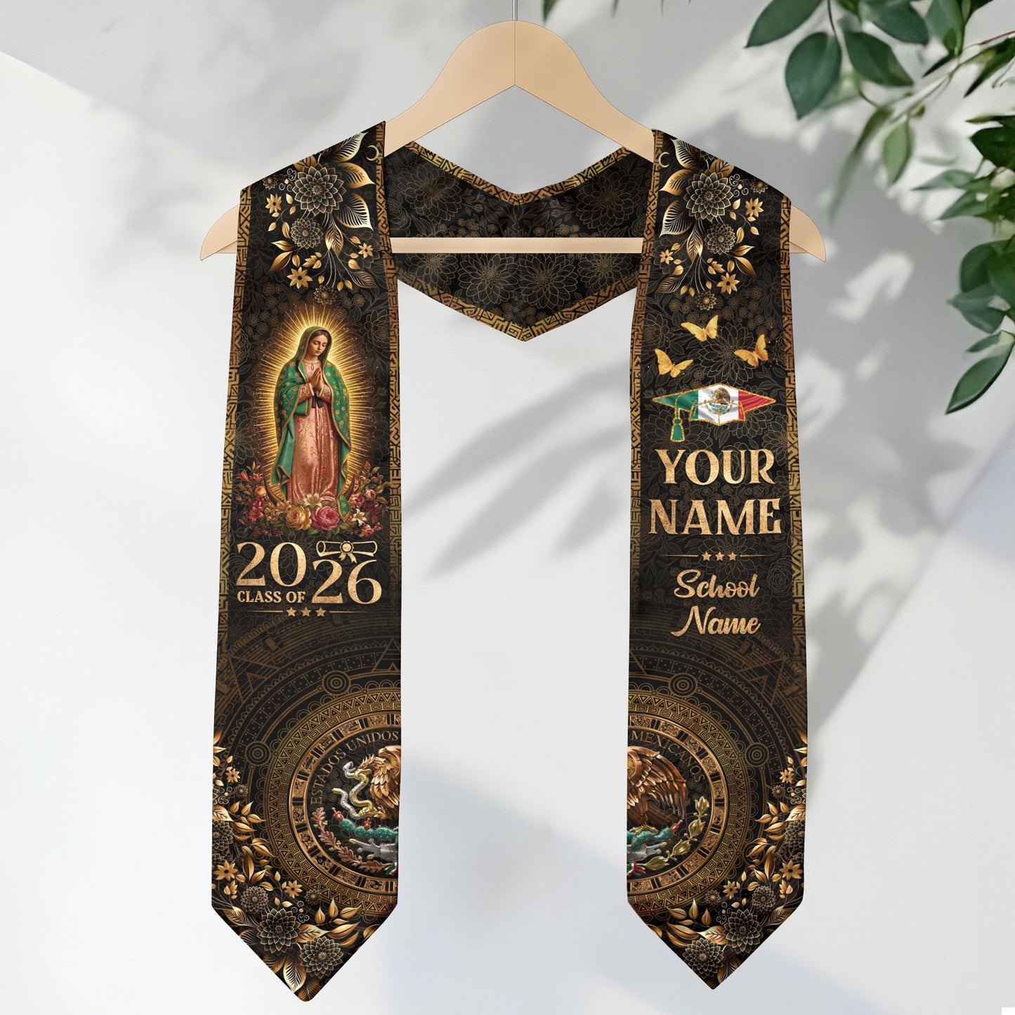 Mexico Graduation Stole 2026 Virgen De Guadalupe Personalized Grad Sash