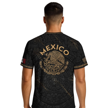 Mexico Black Gold Aztec Calendar Eagle Heritage National Football Soccer Jersey