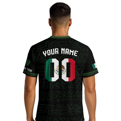Custom Mexico Black Eagle and Snake Soccer Jersey