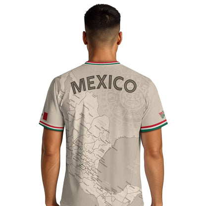 Beige Mexico Soccer Jersey with Map Inspired Design