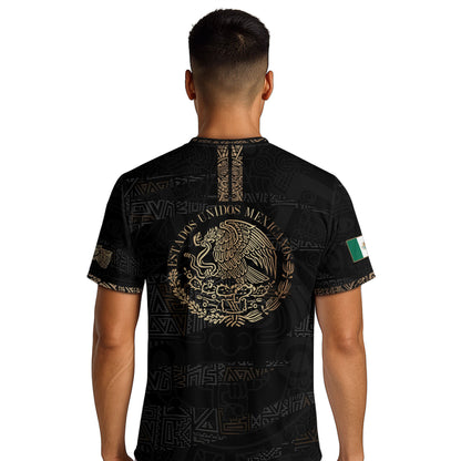 Mexico Black Gold Aztec Heritage Soccer Jersey with Eagle Crest Design Bundle