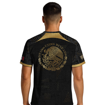 Mexico Black Gold Aztec Pattern Heritage Soccer Jersey