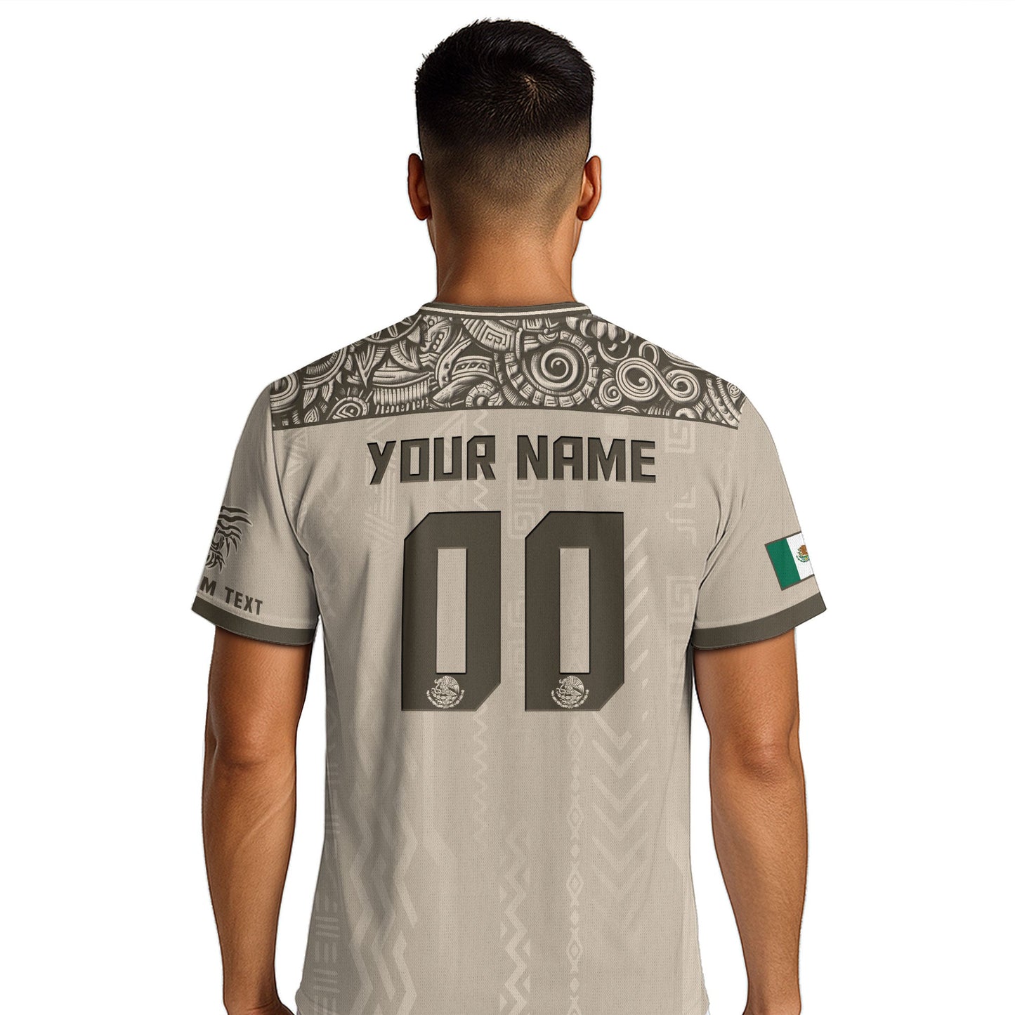 Custom Mexico Aztec Heritage Soccer Jersey Beige Eagle Pride Culture Roots Shirt