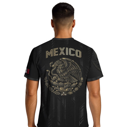 Mexico Black Gold Aztec Mayan Calendar Eagle Heritage National Soccer Jersey
