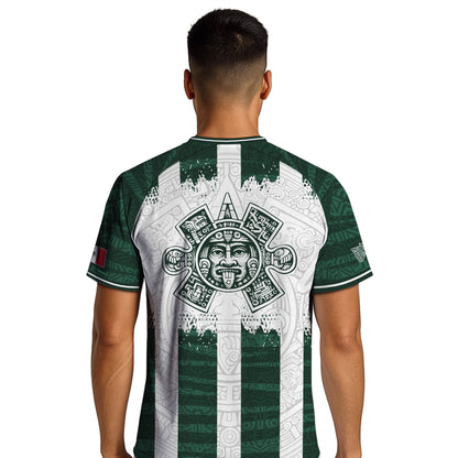 Mexico White Green Aztec Calendar Sun God Heritage National Soccer Jersey