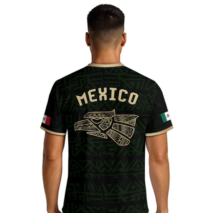 Mexico Black Gold Aztec Eagle Serpent Soccer Jersey