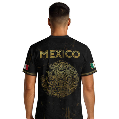 Mexico Soccer Jersey Black Gold Eagle Serpent Aztec Design