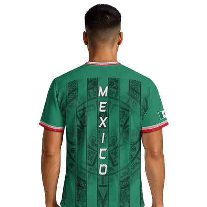 Mexico Green Aztec Pattern National Pride Mens Culture Football Soccer Jersey