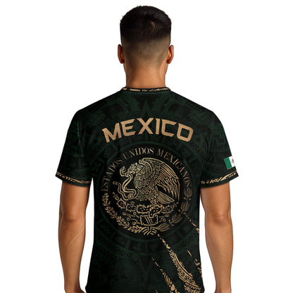 Mexico Green Gold Eagle National Seal Heritage Mens Football Soccer Jersey