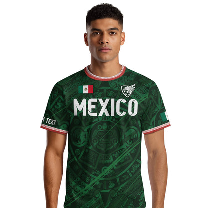 Custom Soccer Jersey Mexico Green Aztec Calendar Design