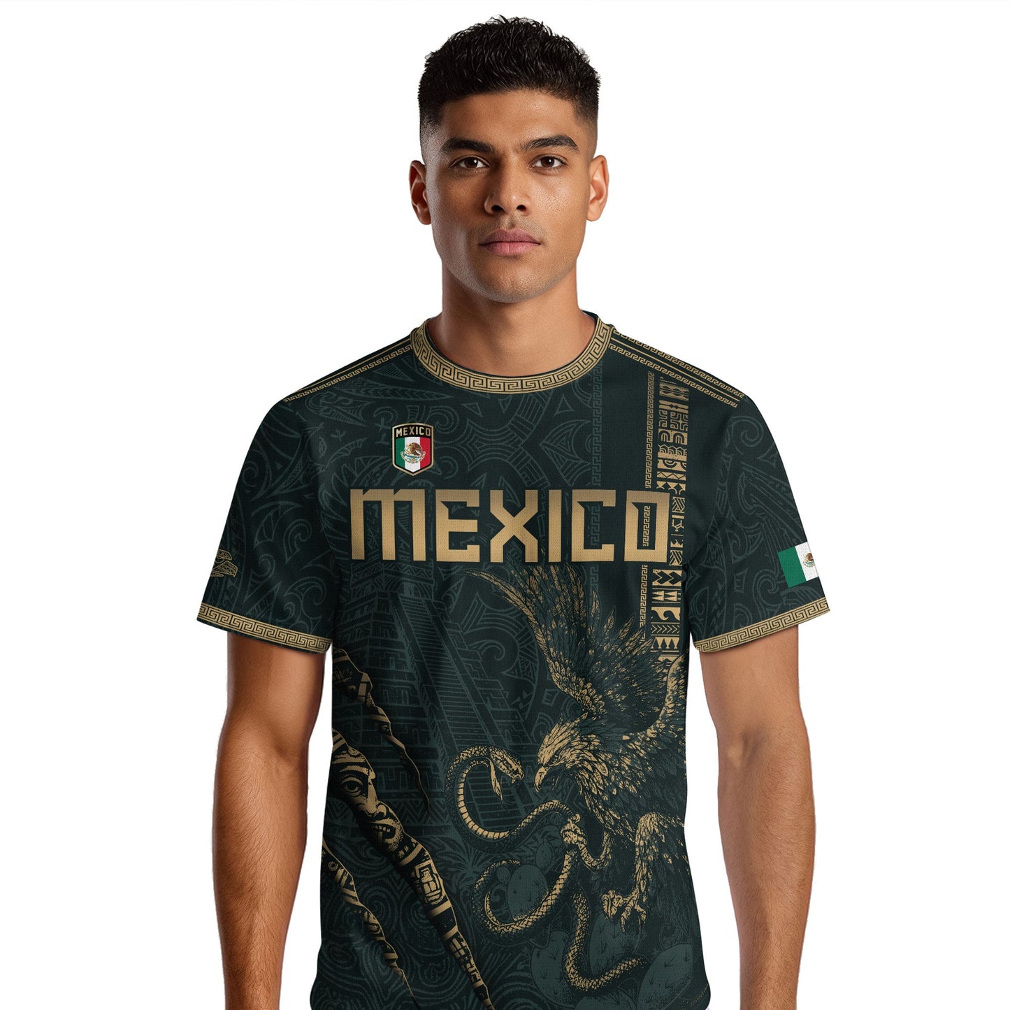 Test - Mexico Soccer Jersey Dark Green Aztec Eagle and Warrior Claw Design (Copy)