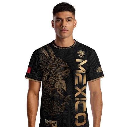 Mexico Black Gold Eagle Aztec Warrior Heritage Soccer Jersey Bundle