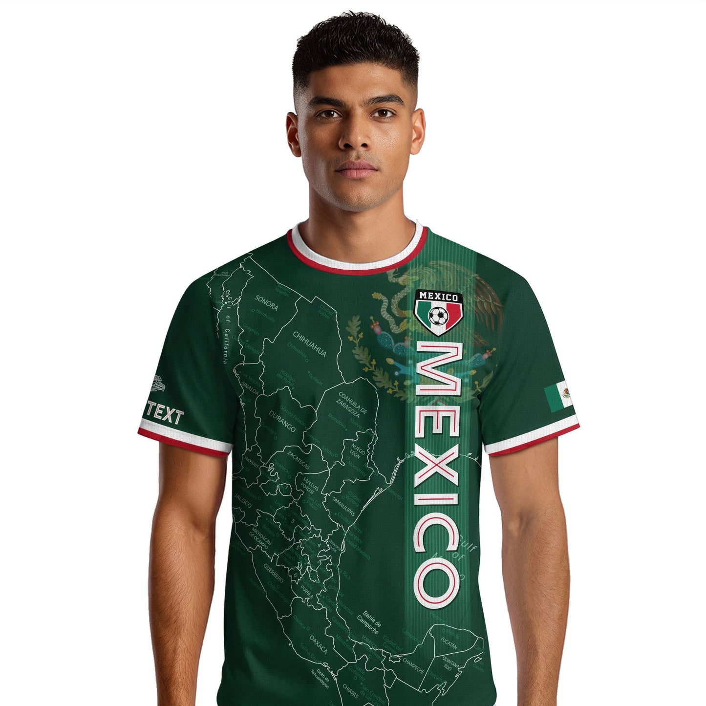 Custom Mexico Green Soccer Jersey with Flag Accents and Map Heritage Design