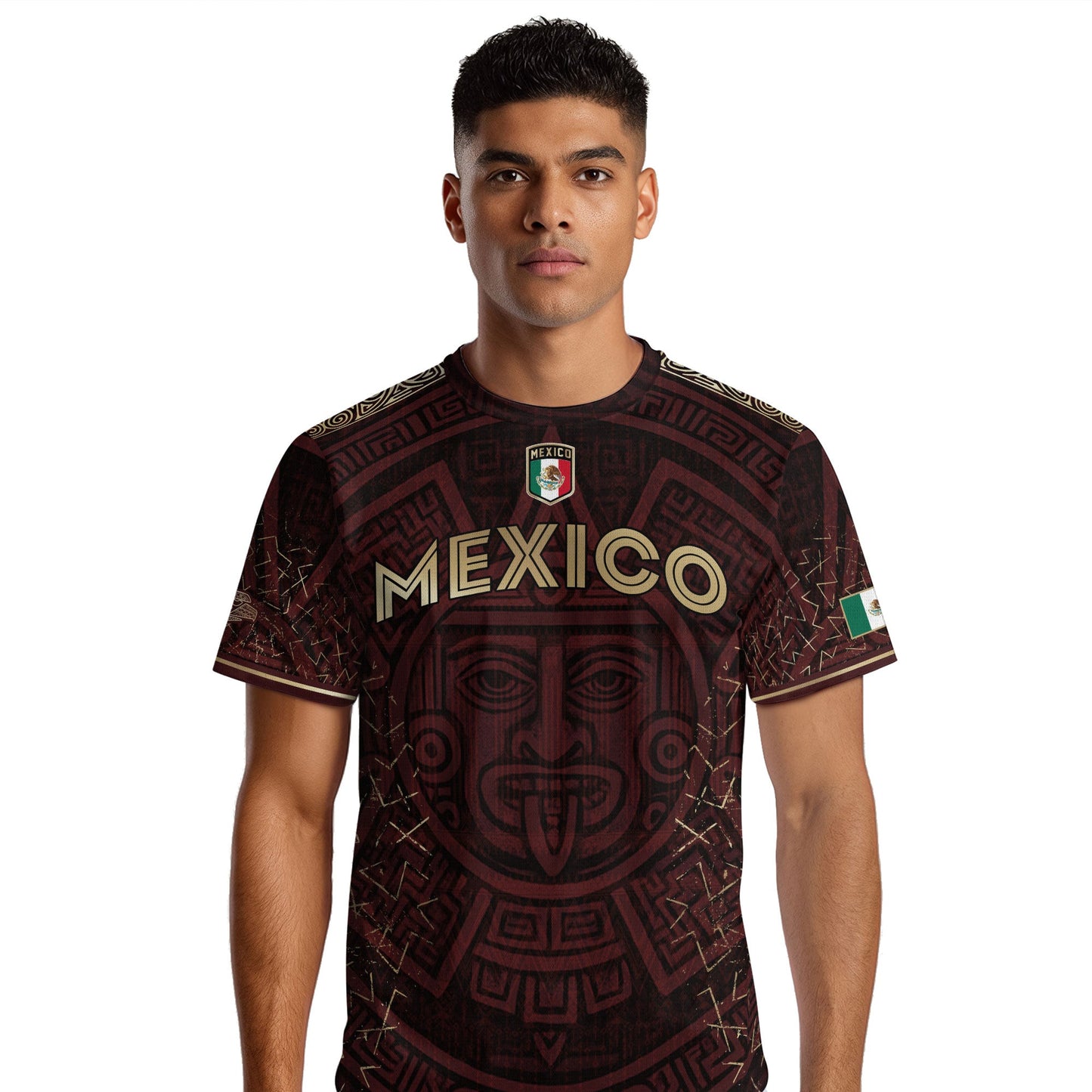 Mexico Burgundy Aztec Sun God Heritage Soccer Jersey